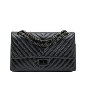 [탑티어/해외배송]샤넬 *정품가죽* 2.55 쉐브론 라지 플랩 백(블랙/흑장/카프스킨)
