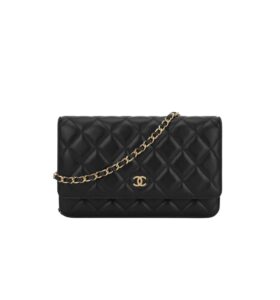 [프리미엄/해외배송]샤넬 WOC 클래식 체인 지갑(블랙/금장/램스킨)