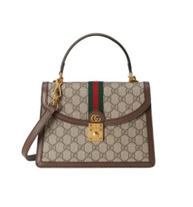 [프리미엄/해외배송]구찌 오피디아 웹 스몰 탑 핸들백(GG수프림 베이지/에보니)