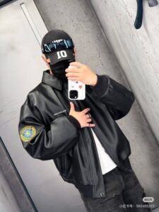 [국내배송]발렌시아가 패치 에코레더자켓