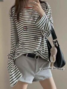 [국내배송]크롬하츠 롤링스톤 포인트 단가라 티셔츠