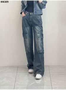 [국내배송]셀린느 카고 와이드 데님 팬츠