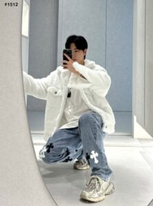 [국내배송]크롬하츠 블랙 화이트 크로스 패치 데님진