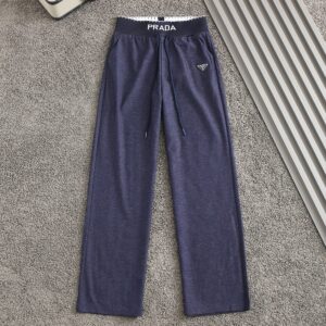 [국내배송]프라다 신상 여성용 삼각로고 스판와이드 데님 밴딩팬츠