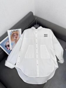 [국내배송]미우미우 여성 화이트 포플린 셔츠