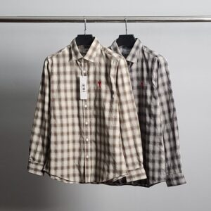 [국내배송]아미 스몰하트자수 타탄체크 셔츠