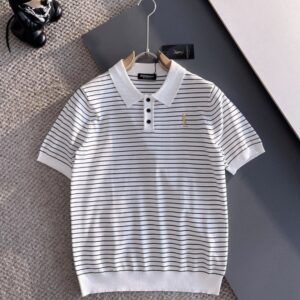 [국내배송]생로랑 2025S/S 단가라 자수로고 쿨니트 카라 티셔츠