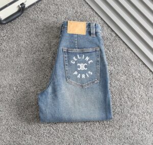 [국내배송]셀린느 여성용 포켓 레터링자수 스판데님진