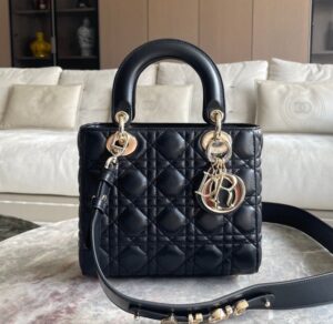 [국내배송]디올 ABC 레이디백 램스킨 블랙 금장