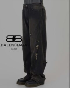 [국내배송]발렌시아가 와이드 절개 데미지 흑청