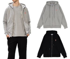 [국내배송]아미 파리스 스몰패치 후드집업2Color