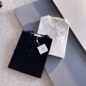 [국내배송]에르메스 2025SS 자가드펀칭 포인트 쿨니트 카라 티셔츠