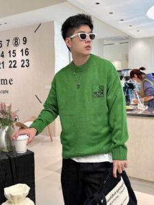 [국내배송]로에베 신상 자수로고 캐시미어 양모 라운드니트