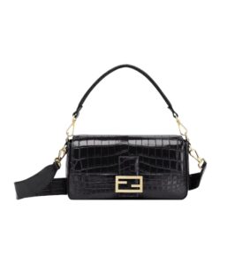 [프리미엄/해외배송]펜디 바게트 백 미디엄 크로커다일(블랙)